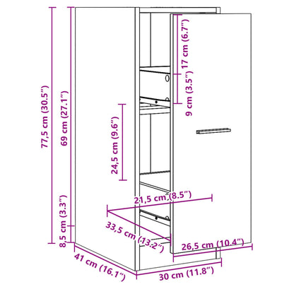 Apothecary Cabinet Grey Sonoma 30x41x77,5 cm Engineered Wood