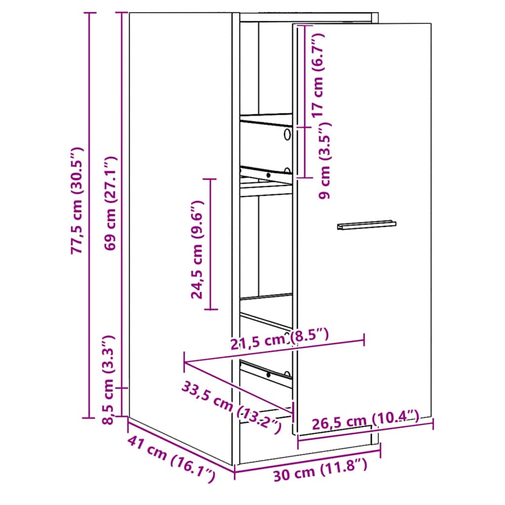 Apothecary Cabinet Artisian Oak 30x41x77,5 cm Engineered Wood