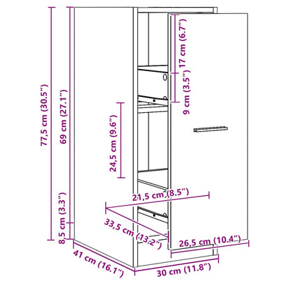 Apothecary Cabinet Artisian Oak 30x41x77,5 cm Engineered Wood