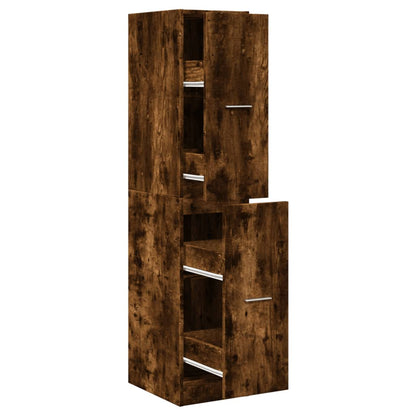 Apothecary Cabinet Smoked Oak 30x41x144,5 cm Engineered Wood