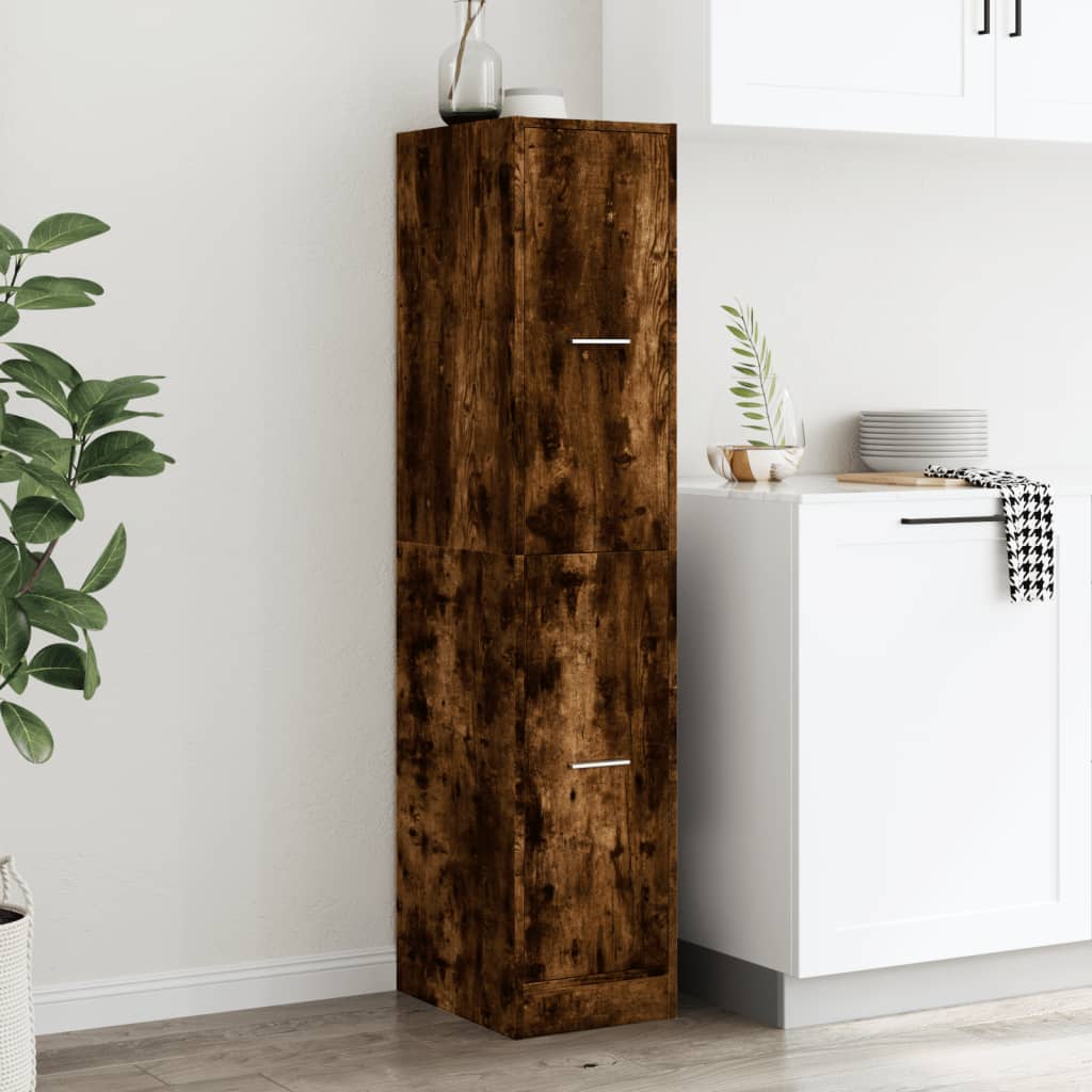 Apothecary Cabinet Smoked Oak 30x41x144,5 cm Engineered Wood