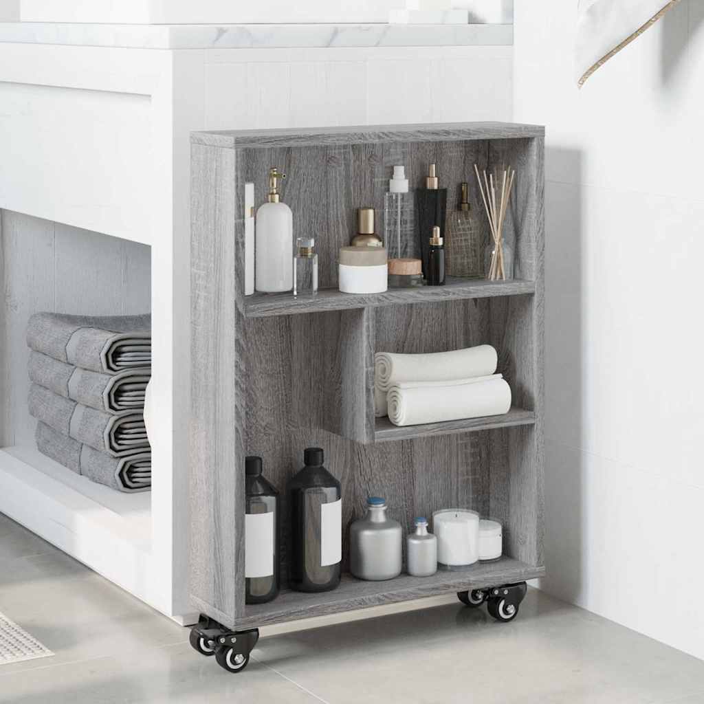 Narrow Storage Trolley Grey Sonoma 48x13x68 cm Engineered Wood