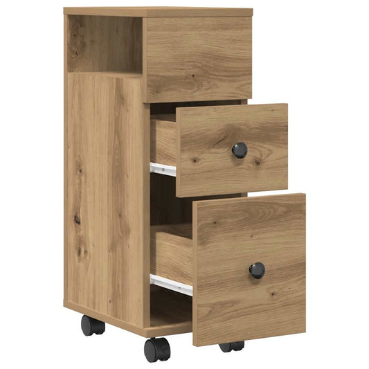 Narrow Bathroom Cabinet with Wheels Artisian Oak Engineered Wood