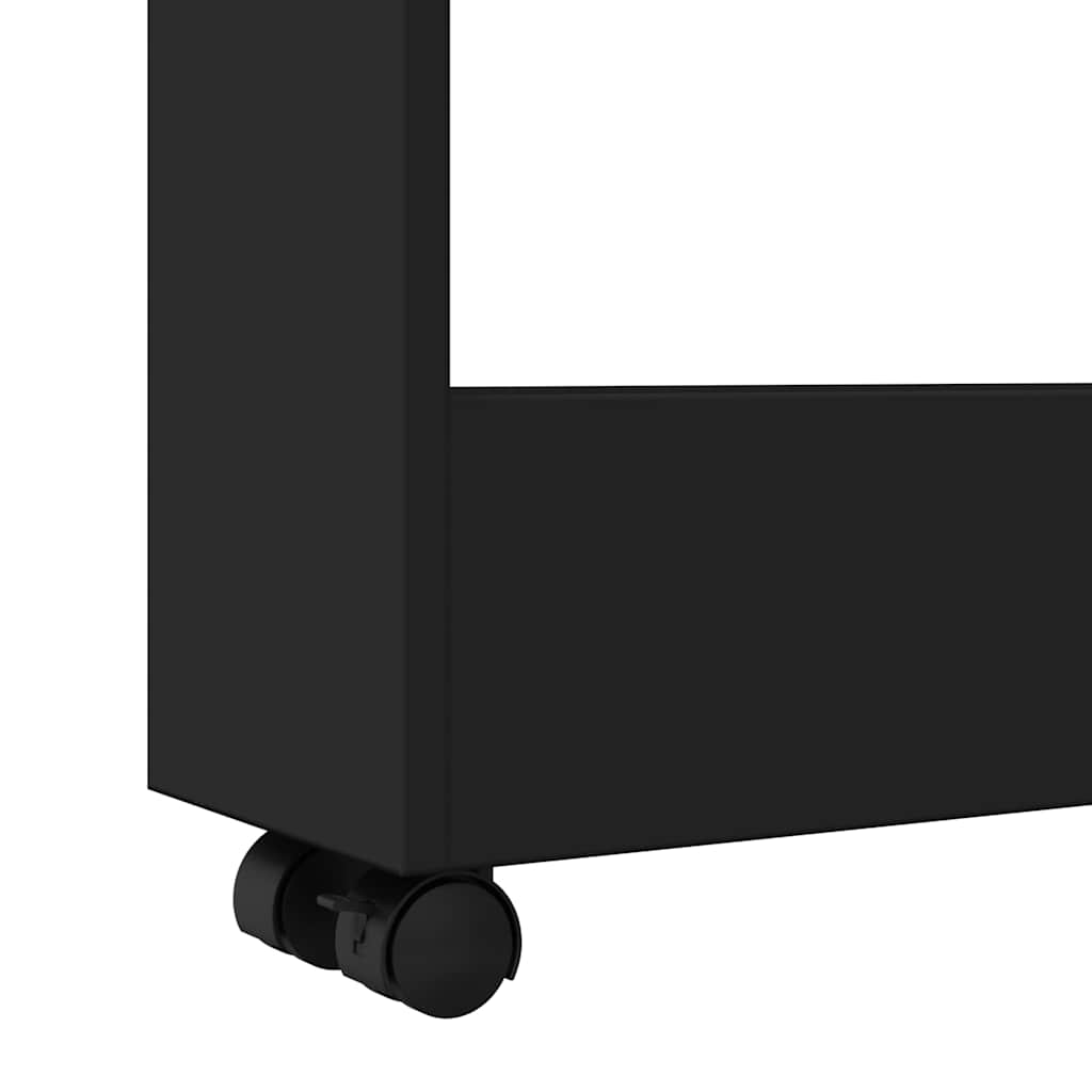 Narrow Storage Trolley 3 Tier Black Engineered Wood