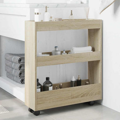 Narrow Storage Trolley 3 Tier Sonoma Oak Engineered Wood