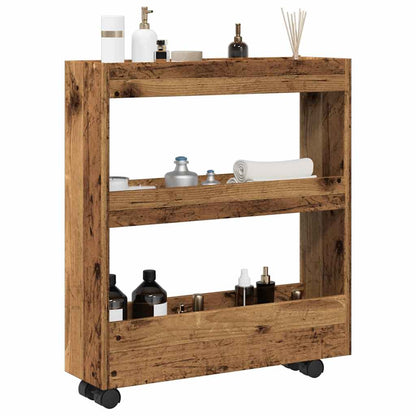 Narrow Storage Trolley 3 Tier Old Wood Engineered Wood