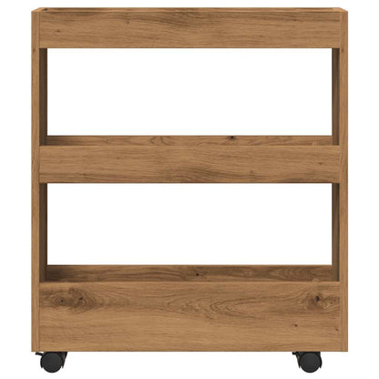 Narrow Storage Trolley 3 Tier Artisian Oak Engineered Wood