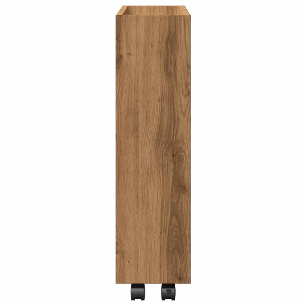 Narrow Storage Trolley 3 Tier Artisian Oak Engineered Wood
