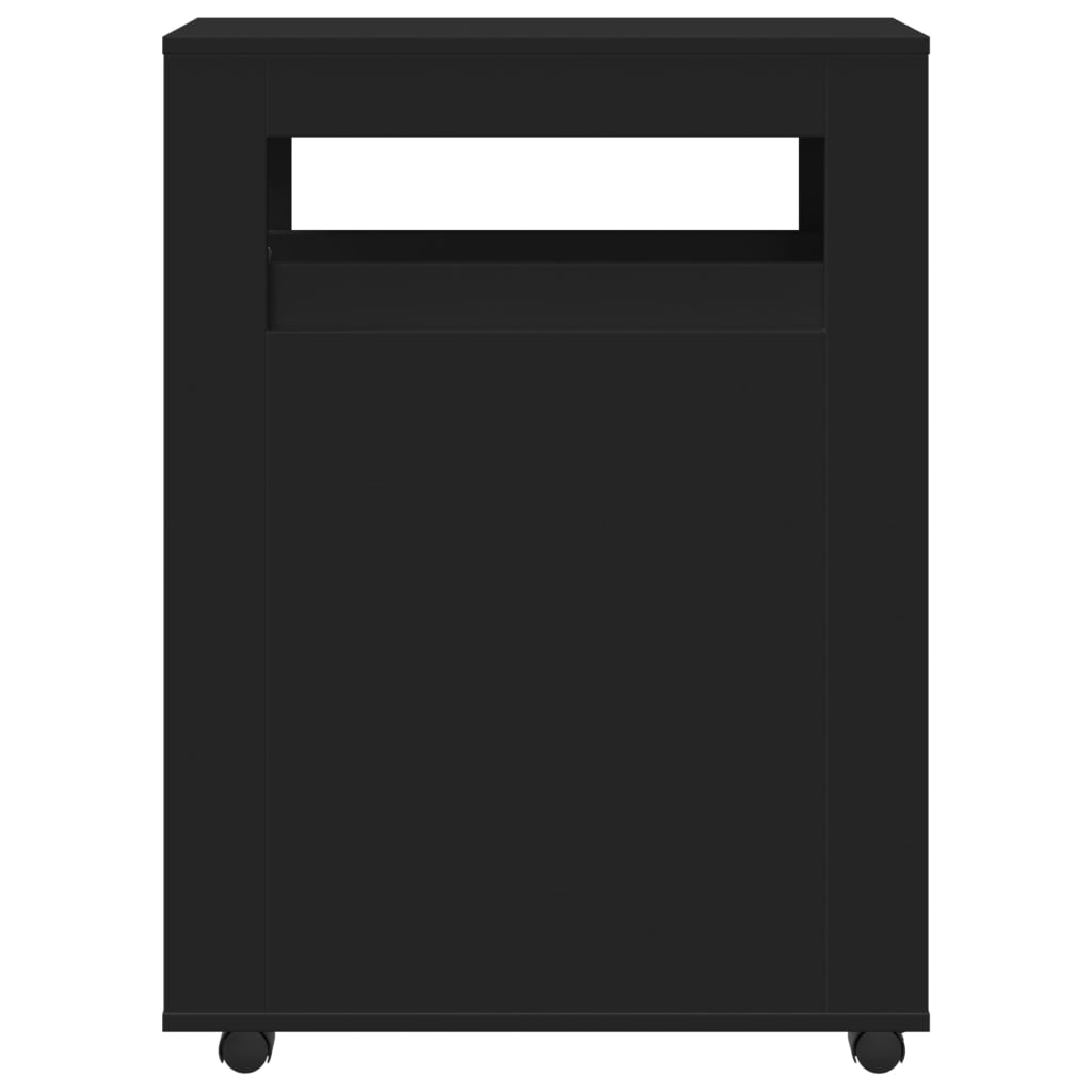 Narrow Bathroom Cabinet with Wheels Black Engineered Wood