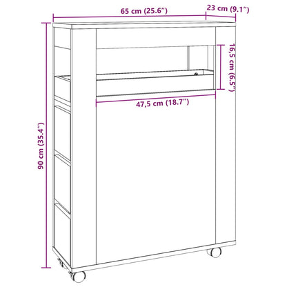 Narrow Bathroom Cabinet with Wheels Sonoma Oak Engineered Wood