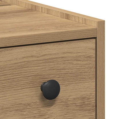 Narrow Bathroom Cupboard with Wheels Artisian Oak Engineered Wood