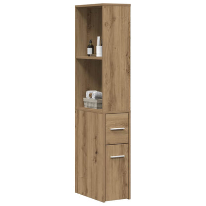 Narrow Bathroom Cupboard with Wheels Artisian Oak Engineered Wood
