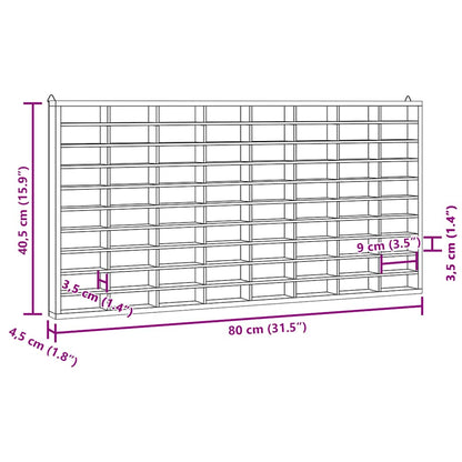 Wooden Collector's Display Case with 80 Compartments 80x4.5x40.5cm