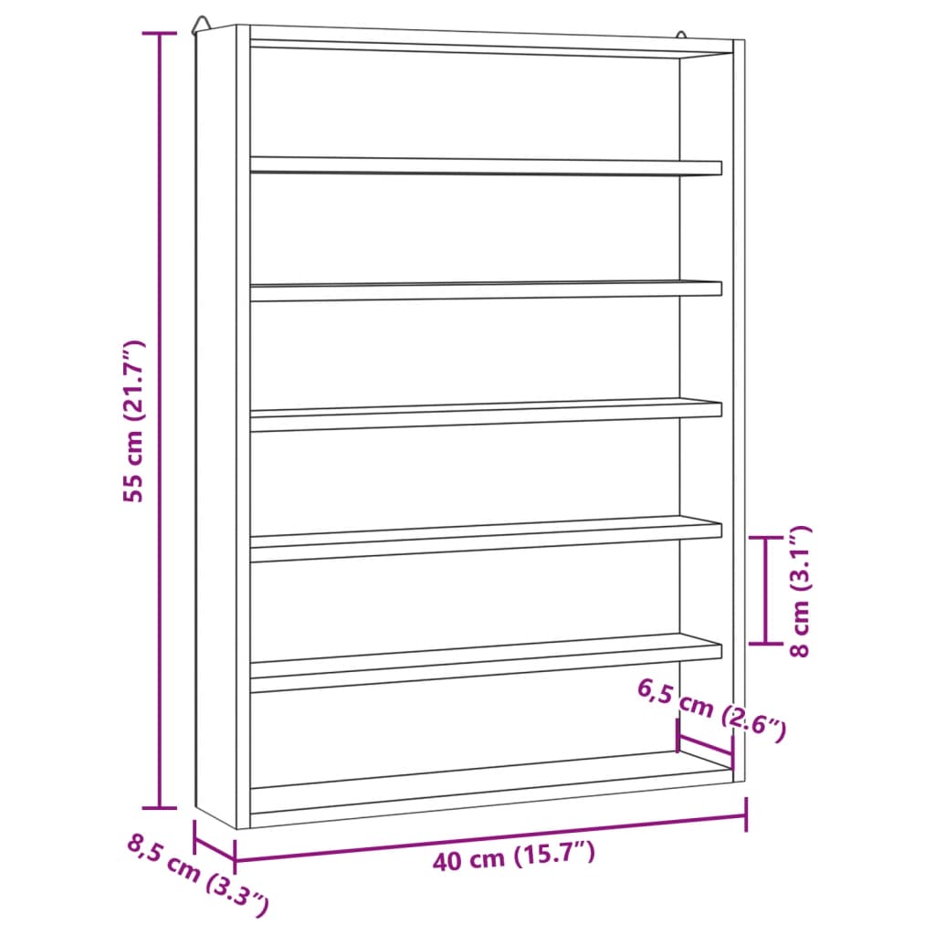 Wooden Collector's Display Case with 6 Shelves 40x8.5x55cm