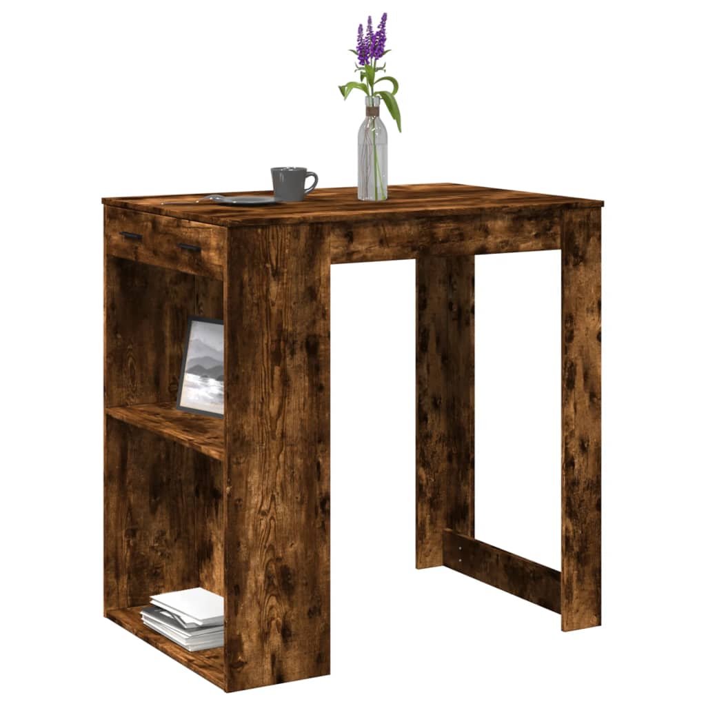 Bar Table Smoked Oak102x70x103.5 cm Engineered Wood