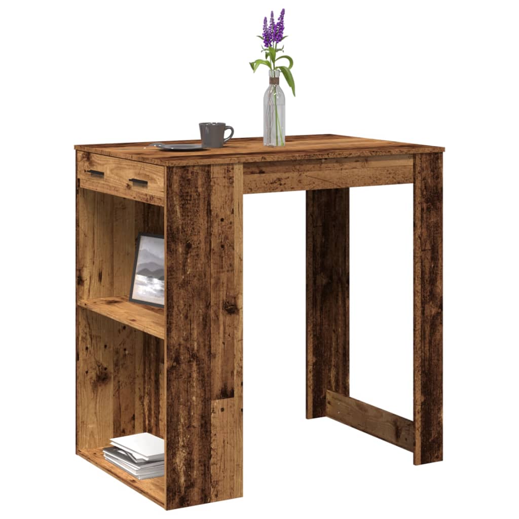 Bar Table Old Wood 102x70x103.5 cm Engineered Wood