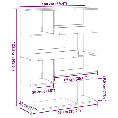 Bookcase White 100x33x125,5 cm Engineered Wood