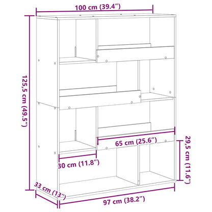 Bookcase Concrete Grey 100x33x125,5 cm Engineered Wood