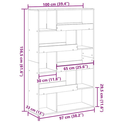 Bookcase Black 100x33x156,5 cm Engineered Wood
