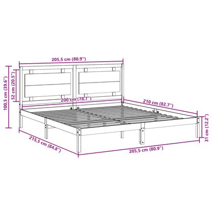 Extra Long Bed Frame without Mattress White 200x210 cm Solid Wood