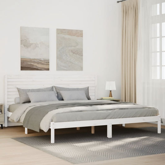 Extra Long Bed Frame without Mattress White 180x210 cm Solid Wood
