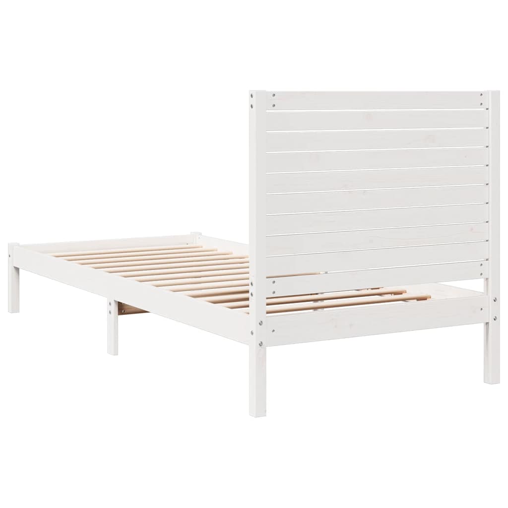 Extra Long Bed Frame without Mattress White 90x220 cm Solid Wood