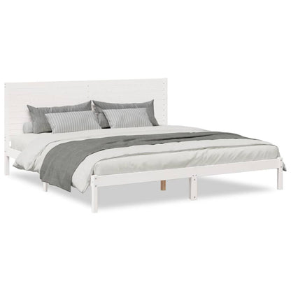 Extra Long Bed Frame without Mattress White 180x220 cm Solid Wood