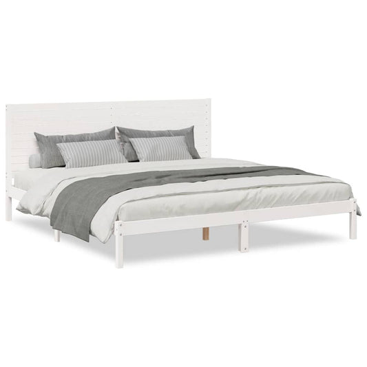 Extra Long Bed Frame without Mattress White 180x220 cm Solid Wood