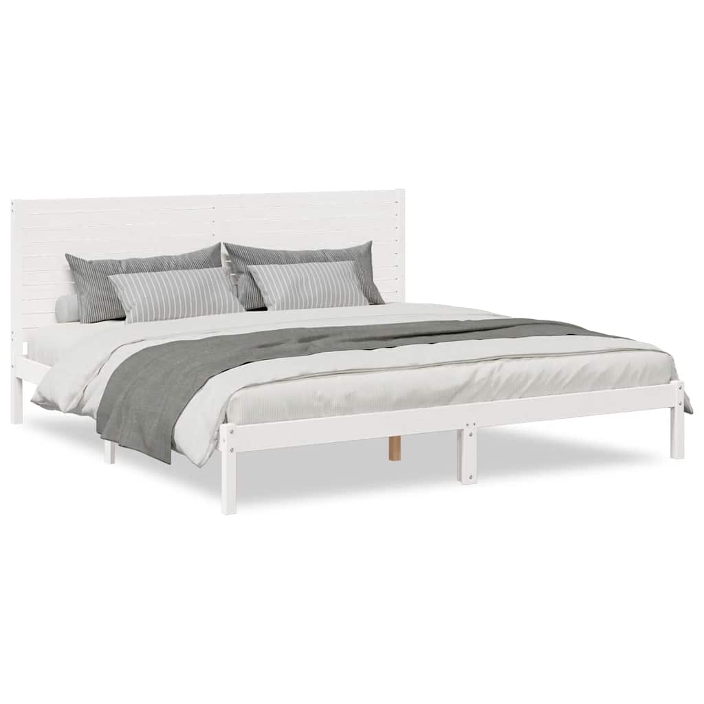 Extra Long Bed Frame without Mattress White 200x220 cm Solid Wood