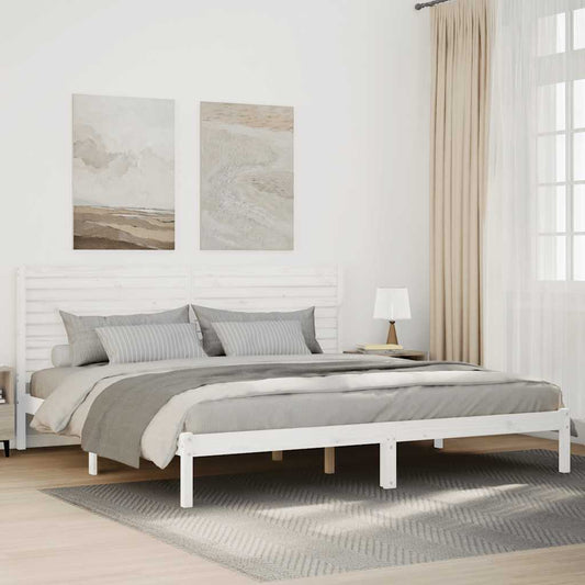 Extra Long Bed Frame without Mattress White 200x220 cm Solid Wood