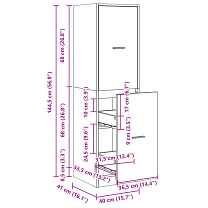 Apothecary Cabinet Concrete Grey 40x41x144,5 cm Engineered Wood