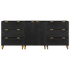 3 Piece Sideboards Black Engineered Wood