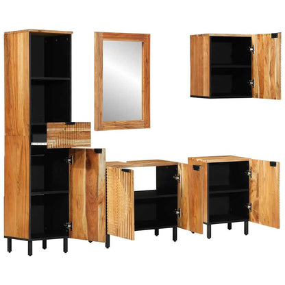 Bathroom Cabinet Set 5 pcs Natural 38 x 33 x 160 cm