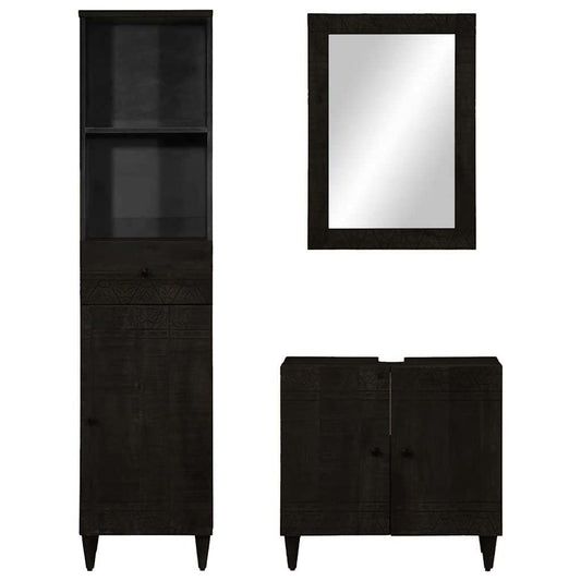 3 Piece Bathroom Furniture Set Solid Wood Mango