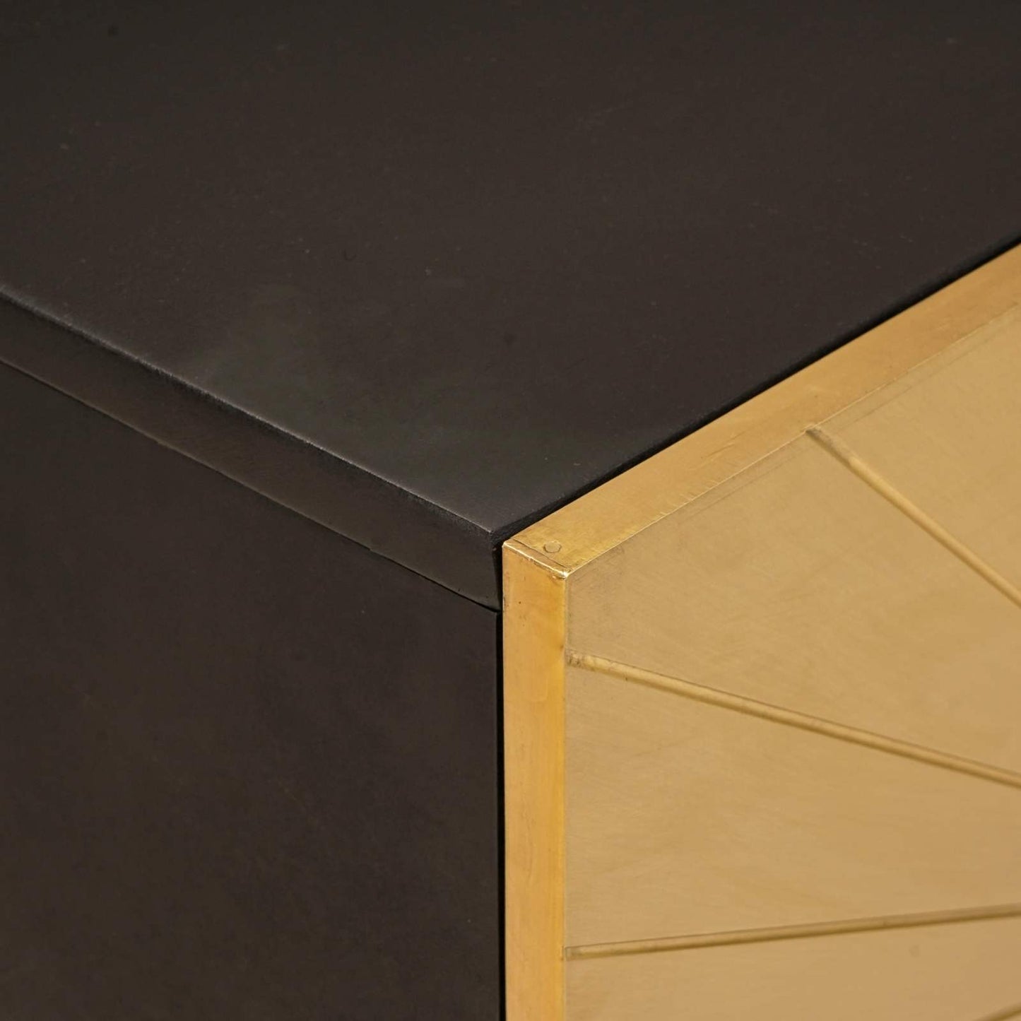 Bathroom Cabinet Set 2 pcs Black and Brass Solid Mango Wood