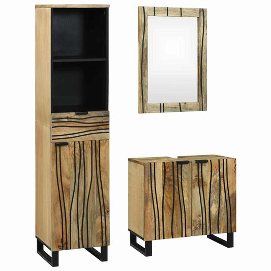 Bathroom Furniture Set 3 pcs Brown Engineered Wood