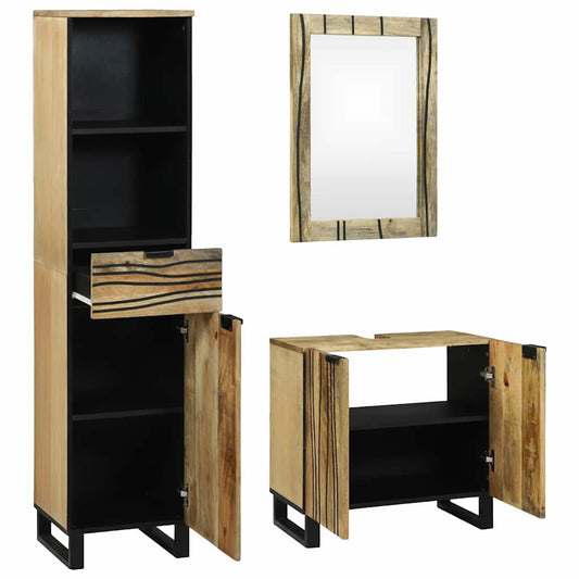 Bathroom Furniture Set 3 pcs Brown Engineered Wood