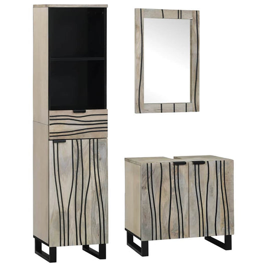 Bathroom Furniture Set 3 pcs White Engineered Wood