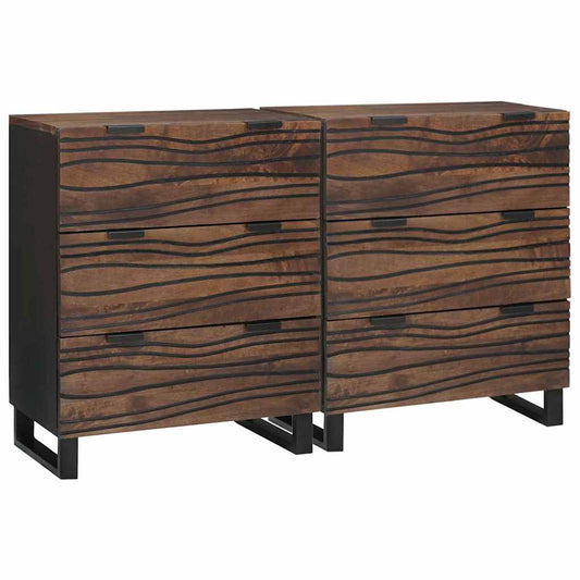 Sideboard Set 2 pcs Walnut 120 x 33 x 75 cm Solid Mango Wood