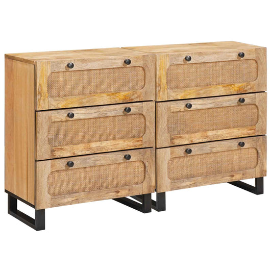 Sideboard 2 pcs 60 x 33 x 75 cm Solid Mango Wood Brown