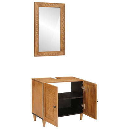Bathroom Furniture Set with Shelf 2 pcs Brown Engineered Wood
