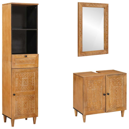 Bathroom Furniture Set with Drawer 3 pcs Brown Engineered Wood