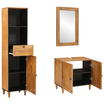 Bathroom Furniture Set with Drawer 3 pcs Brown Engineered Wood