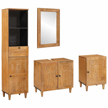 Bathroom Furniture Set with Drawer 4 pcs Brown Engineered Wood