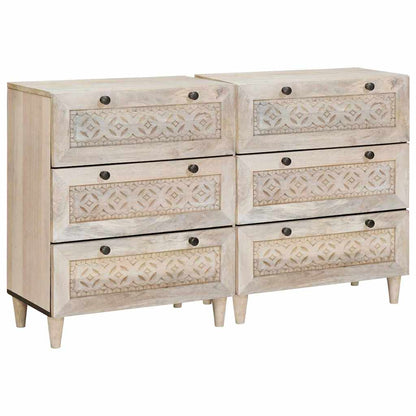 Sideboard 2 pcs White 120 x 33.5 x 75 cm Solid mango wood