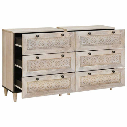 Sideboard 2 pcs White 120 x 33.5 x 75 cm Solid mango wood