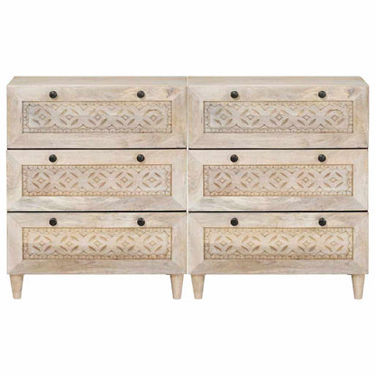 Sideboard 2 pcs White 120 x 33.5 x 75 cm Solid mango wood