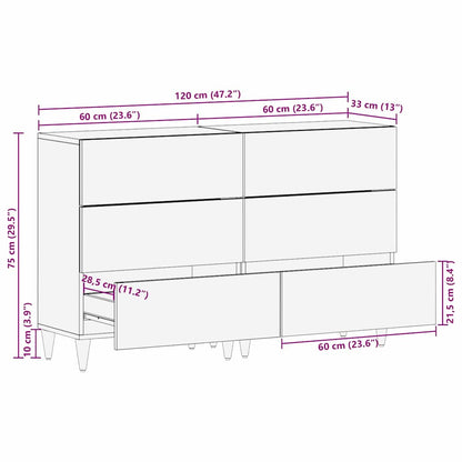 Sideboard 2 pcs White 120 x 33.5 x 75 cm Solid mango wood