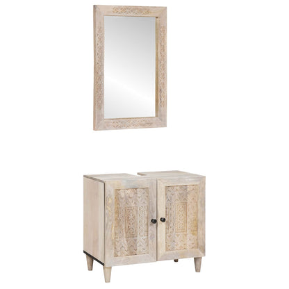 Bathroom Furniture Set with Shelf 2 pcs White Engineered Wood