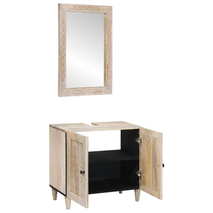 Bathroom Furniture Set with Shelf 2 pcs White Engineered Wood
